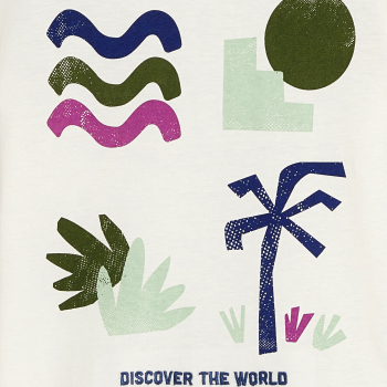 تي شيرت بأكمام قصيرة بنقوش أبيض للأولاد